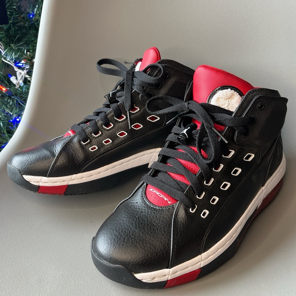 Jordan Black and Red High-Top Sneakers Jumpman Team II